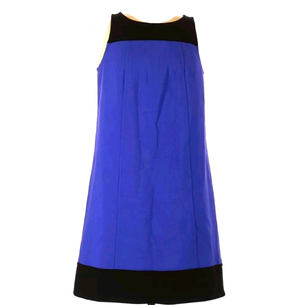 LOFT Dress Size 8 Black Blue/Purple Color Block, Midi. - Picture 2 of 12